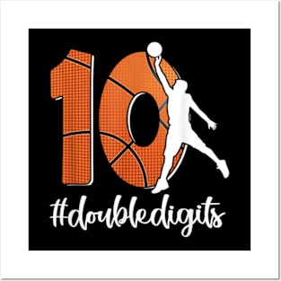 10th Birthday Double Digits Ten Basketball For Boys Men Posters and Art